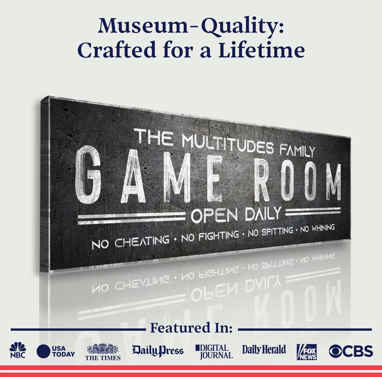 Family Game Room Personalized Canvas Sign