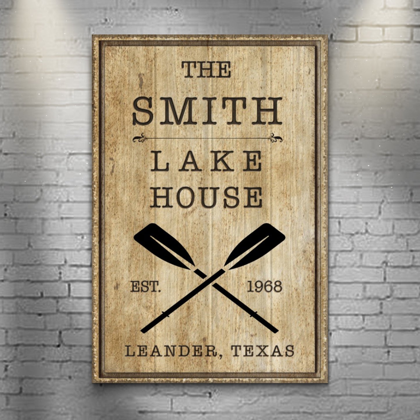 Personalized Family Lake House rustic canvas sign with family name