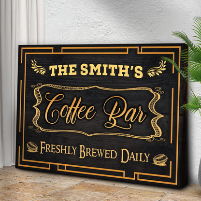 Coffee Bar Freshly Brewed Daily Canvas Sign