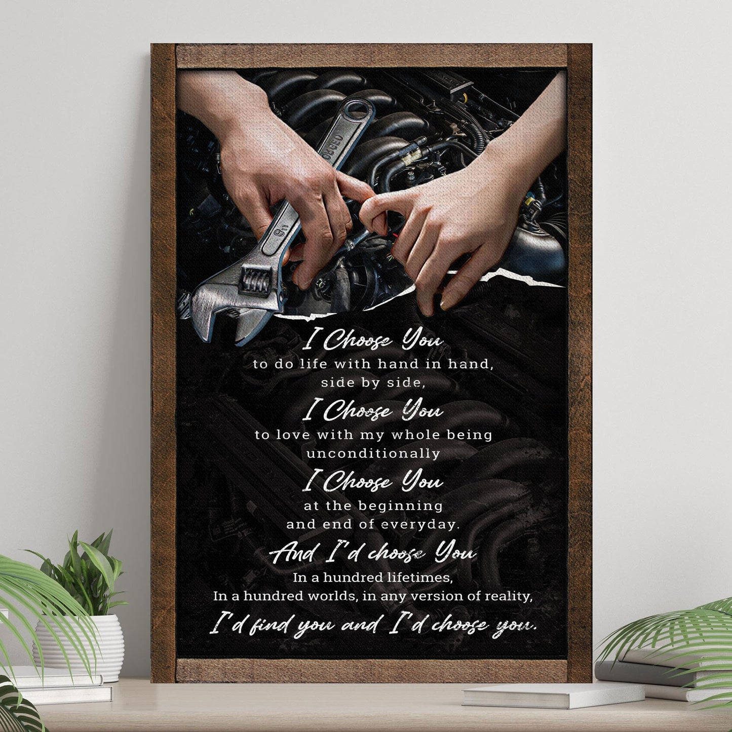 Personalized I'd Find You And I'd Choose You couple rustic canvas sign