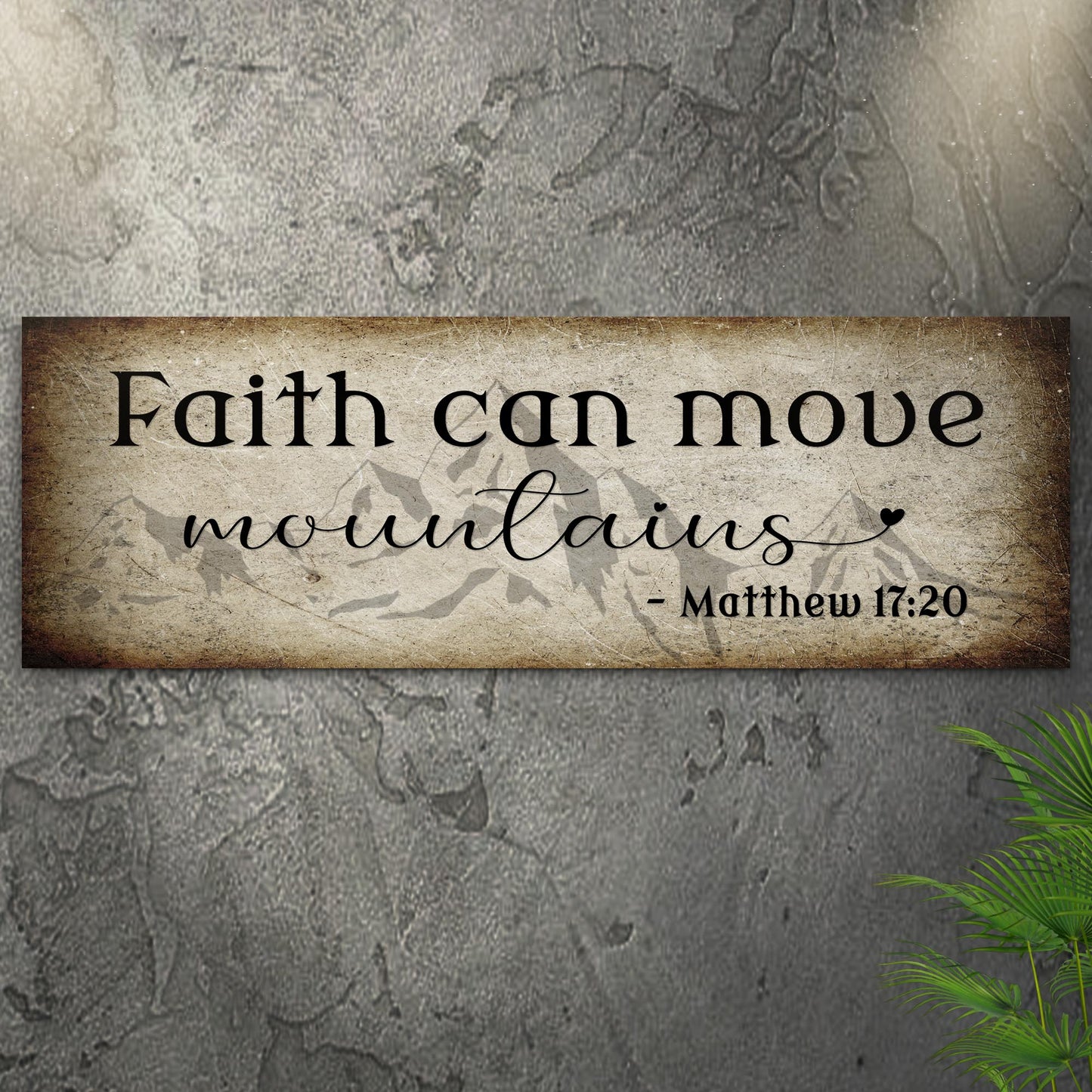 Matthew 17:20 Faith Can Move Mountains vertical canvas wall art — scripture faith sign