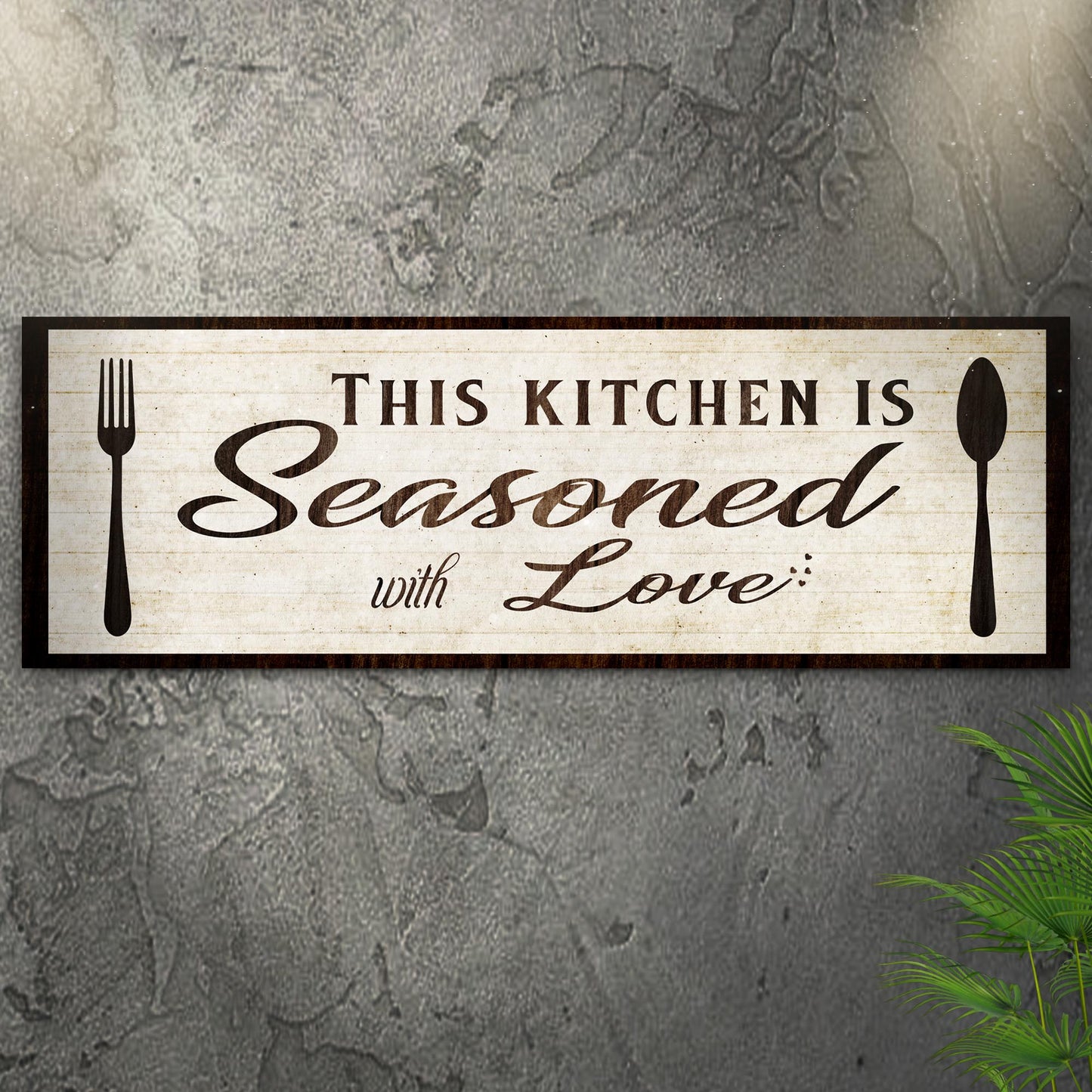 Kitchen Seasoned With Love Canvas Wall Sign