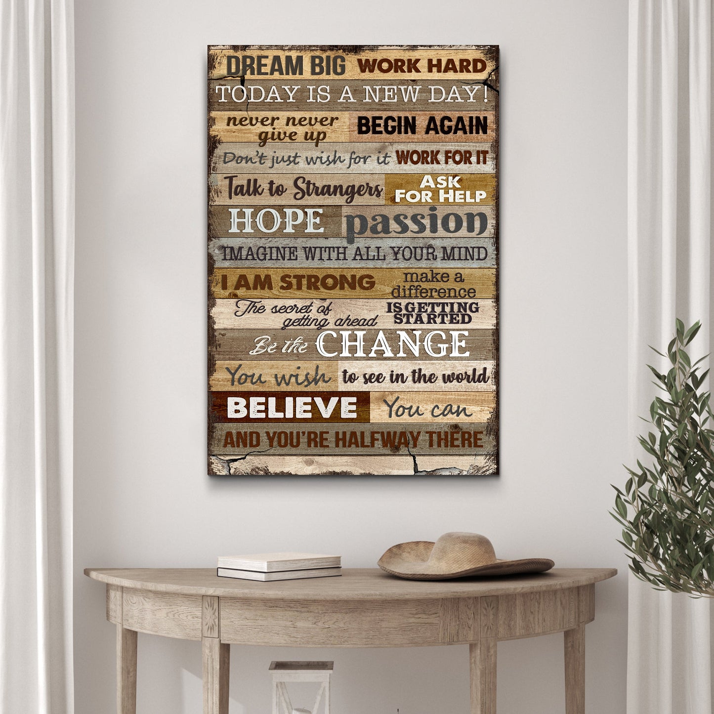 Dream Big Work Hard Motivational Canvas Sign II