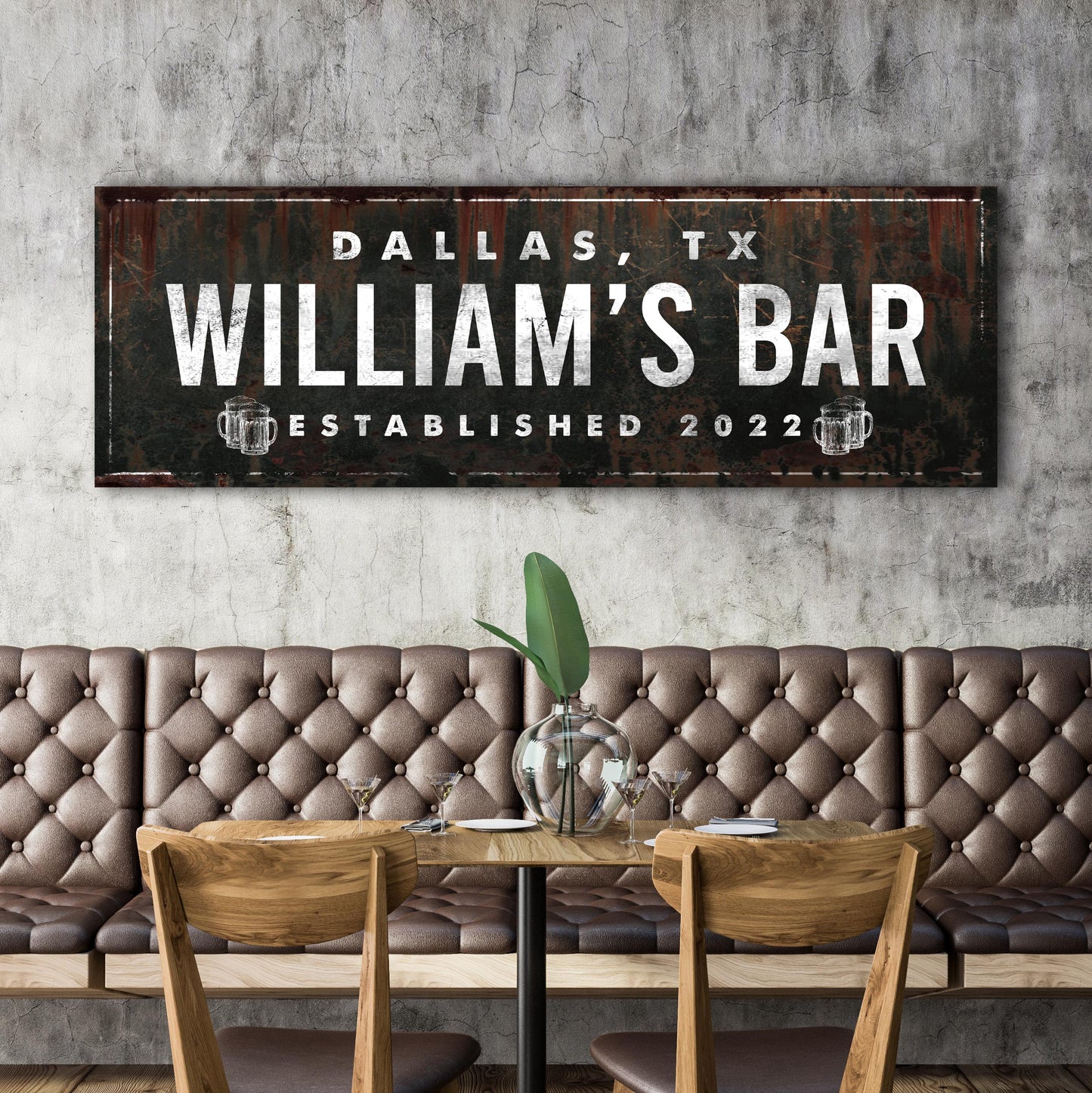 Rustic Bar Personalized Canvas Sign