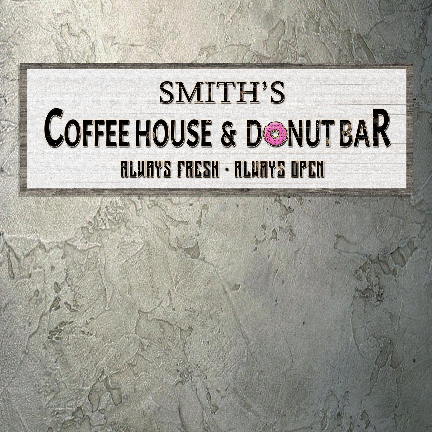 Coffee house and donut bar canvas sign for a kitchen coffee corner