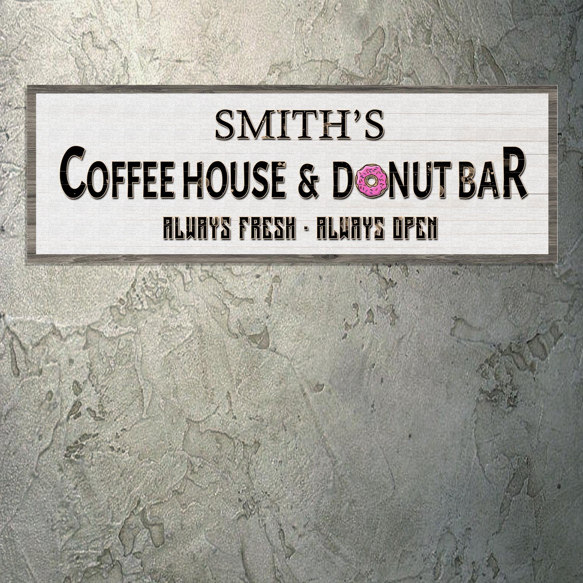 Coffee house and donut bar canvas sign for a kitchen coffee corner