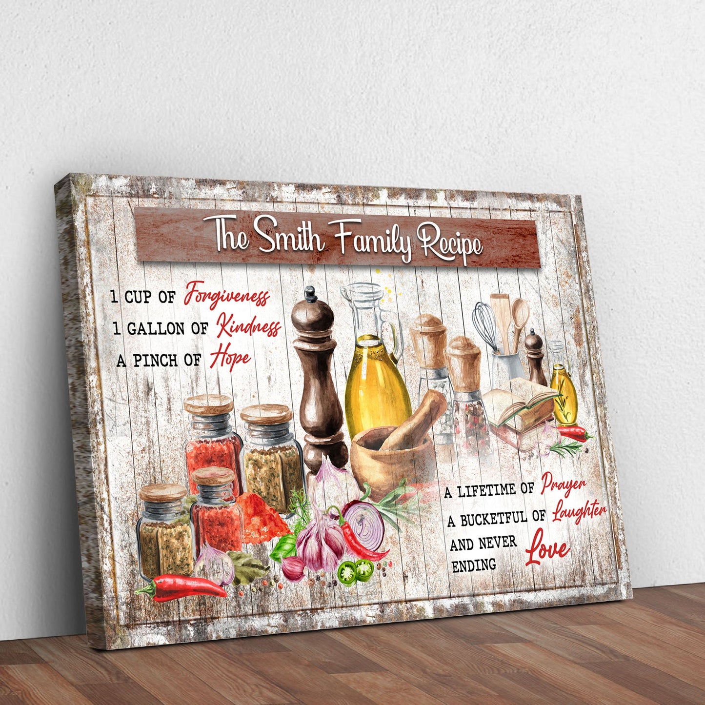 The Family Recipe Kitchen Canvas Sign II