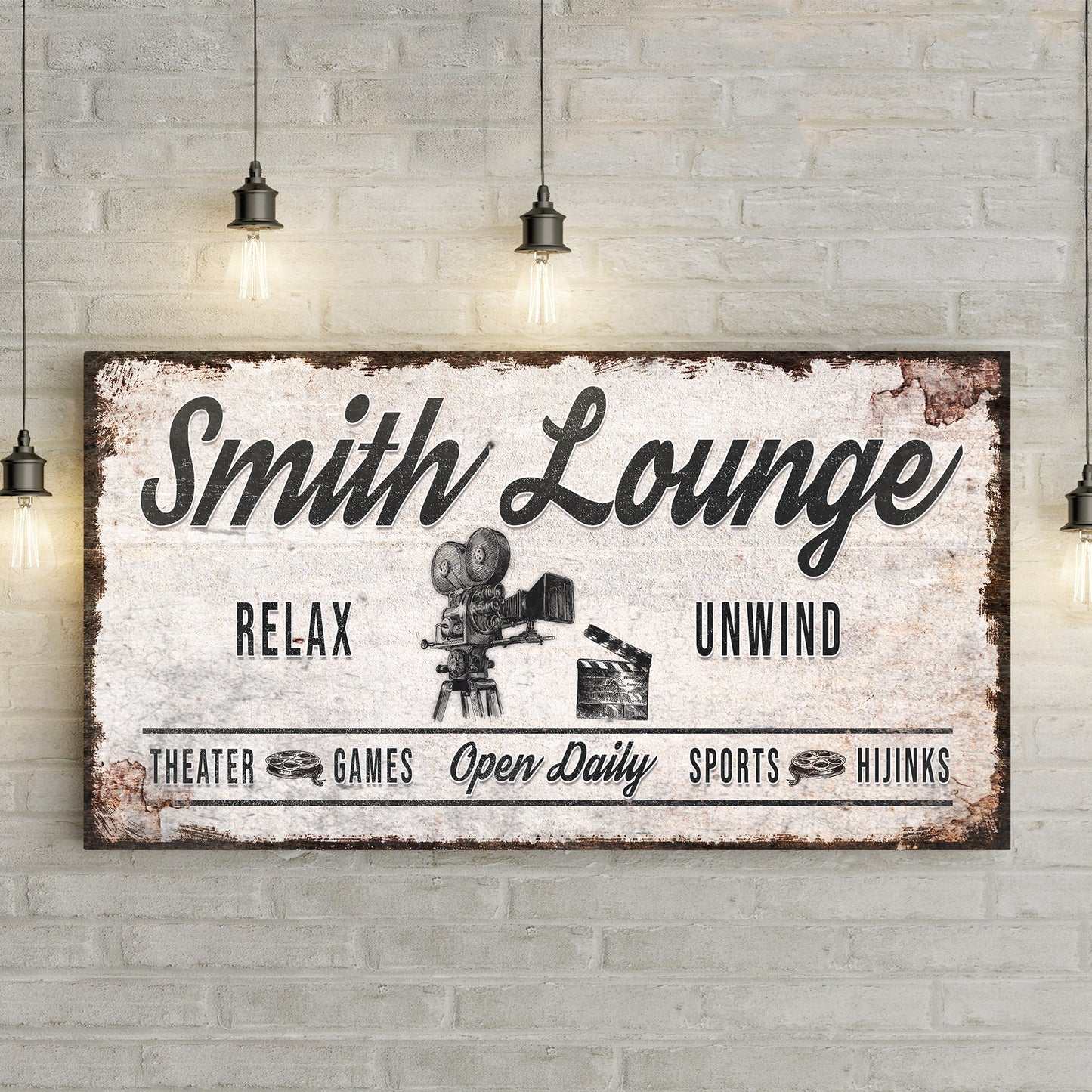 Relax Unwind Theatre Lounge Canvas Sign