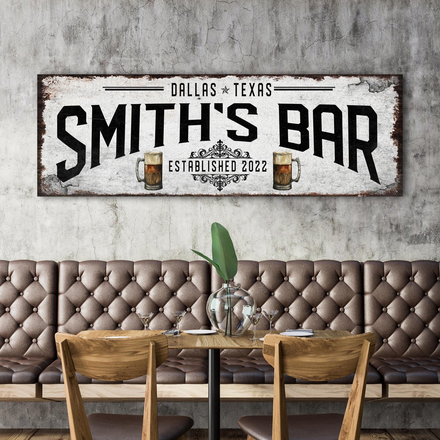 Rustic Bar Personalized Canvas Sign II