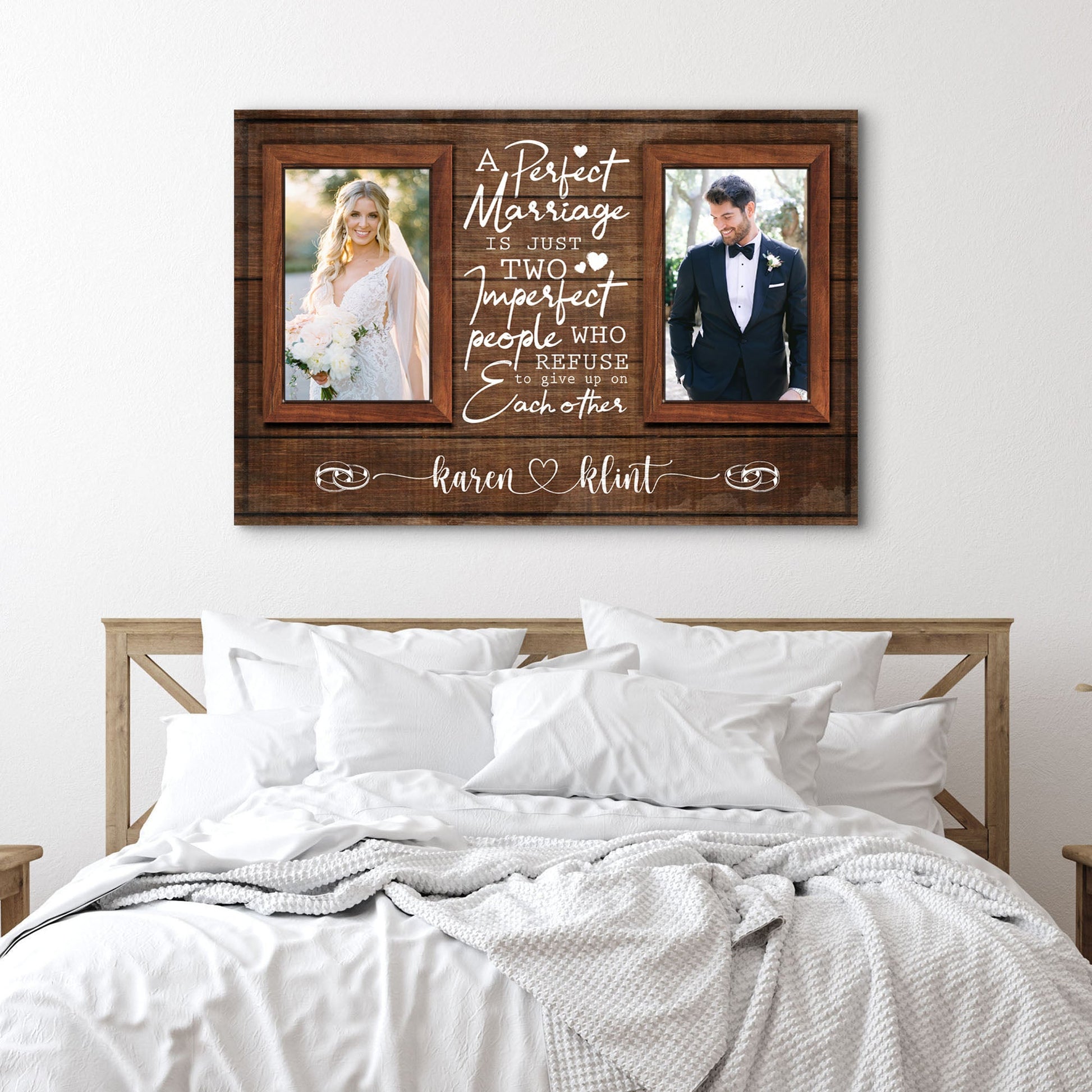 A Perfect Marriage Two Imperfect People personalized couple canvas sign design II