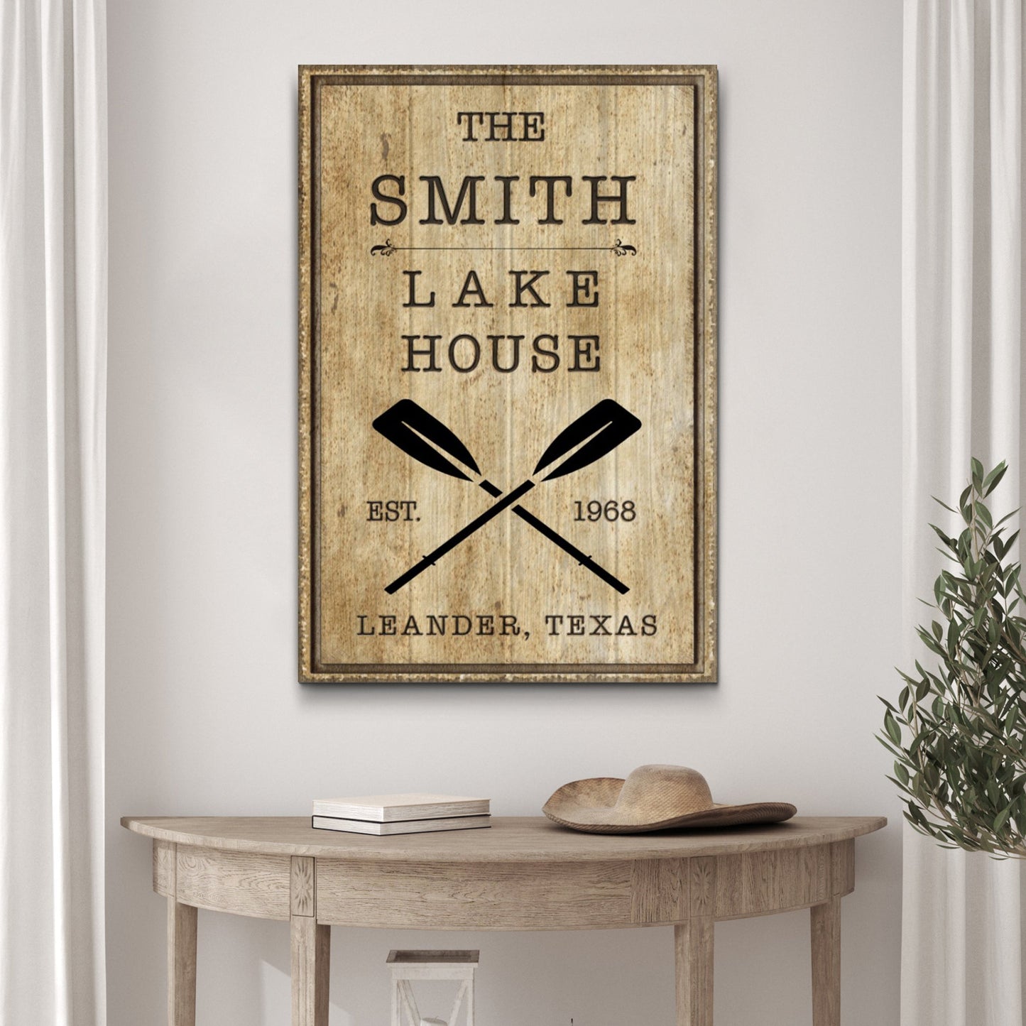 Family Lake House Rustic Canvas Sign II