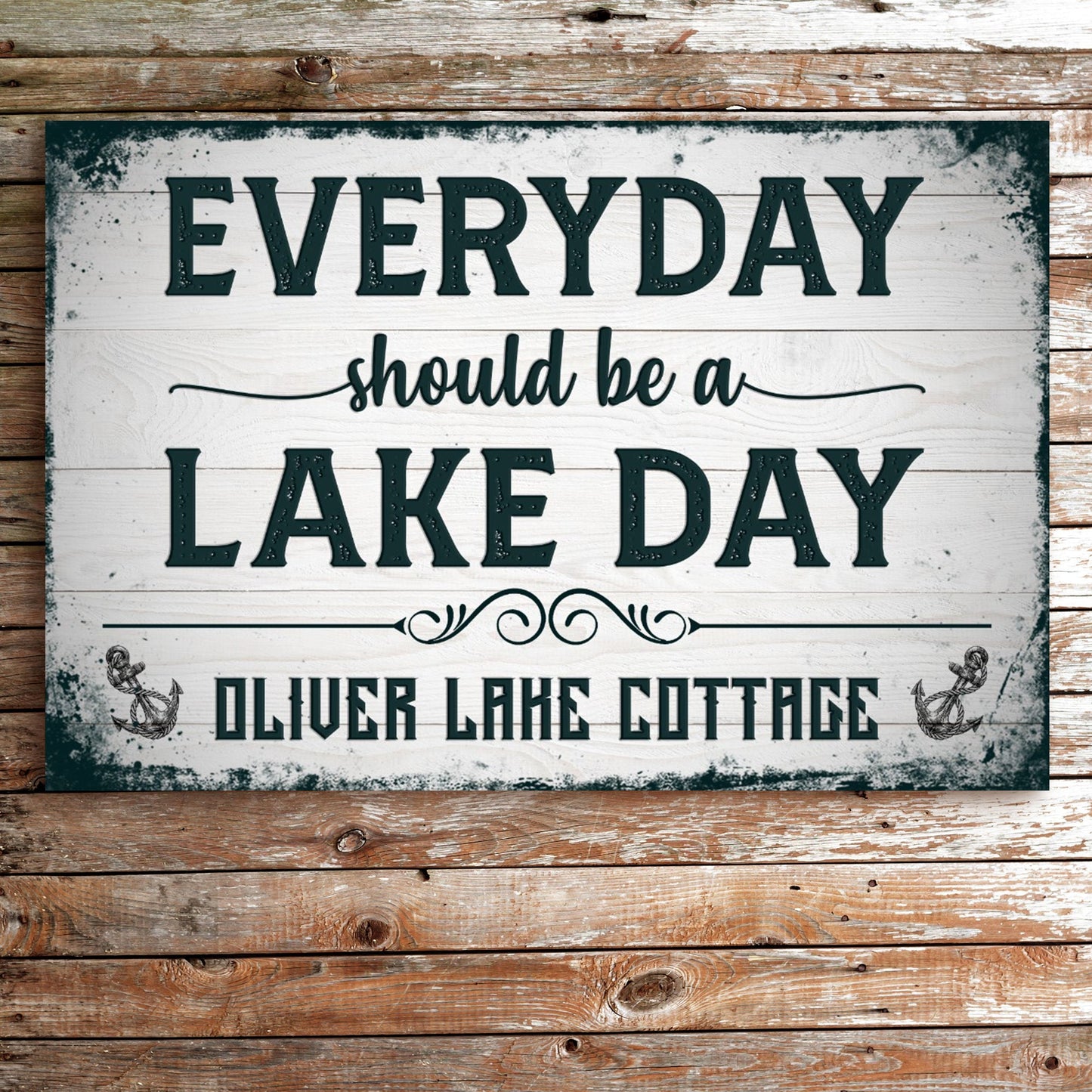 Personalized Everyday Should Be A Lake Day canvas sign with family name