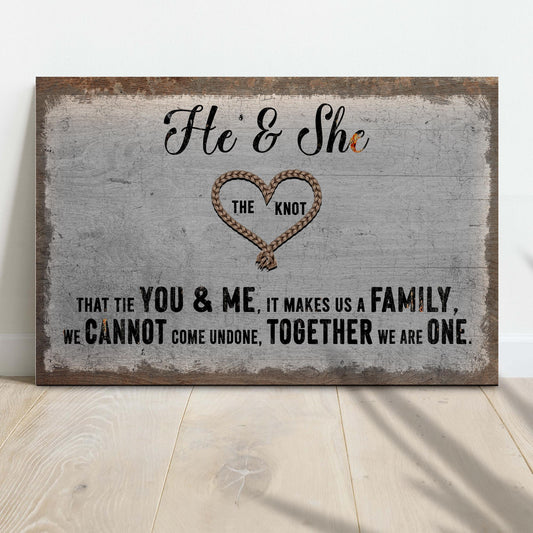 He and she you and me together personalized couple canvas sign in rustic word-art style