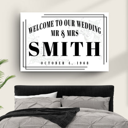 Welcome To Our Wedding Canvas Sign III