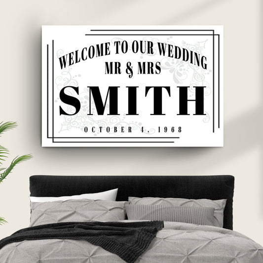 Welcome To Our Wedding Canvas Sign III