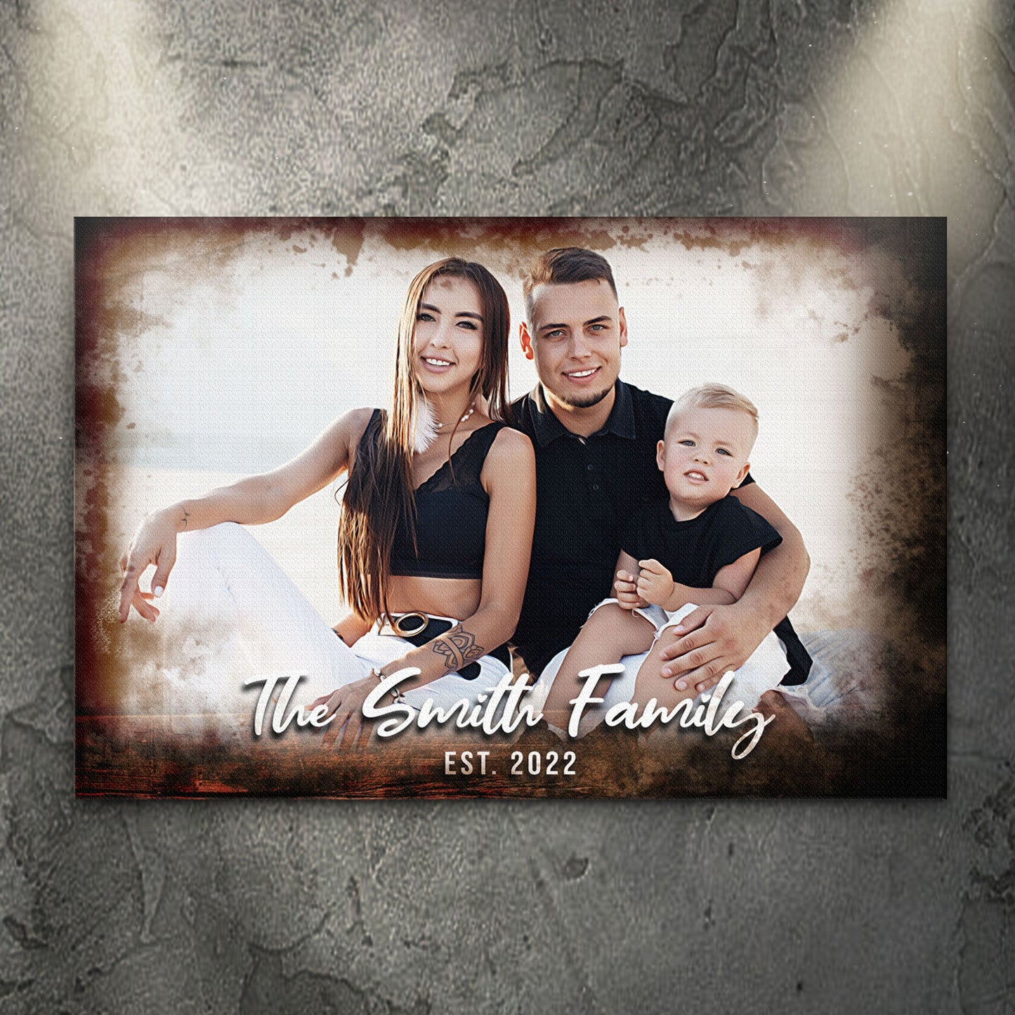 Family Portrait On Wood Canvas Sign