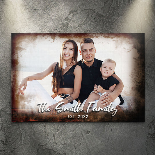 Family Portrait On Wood Canvas Sign