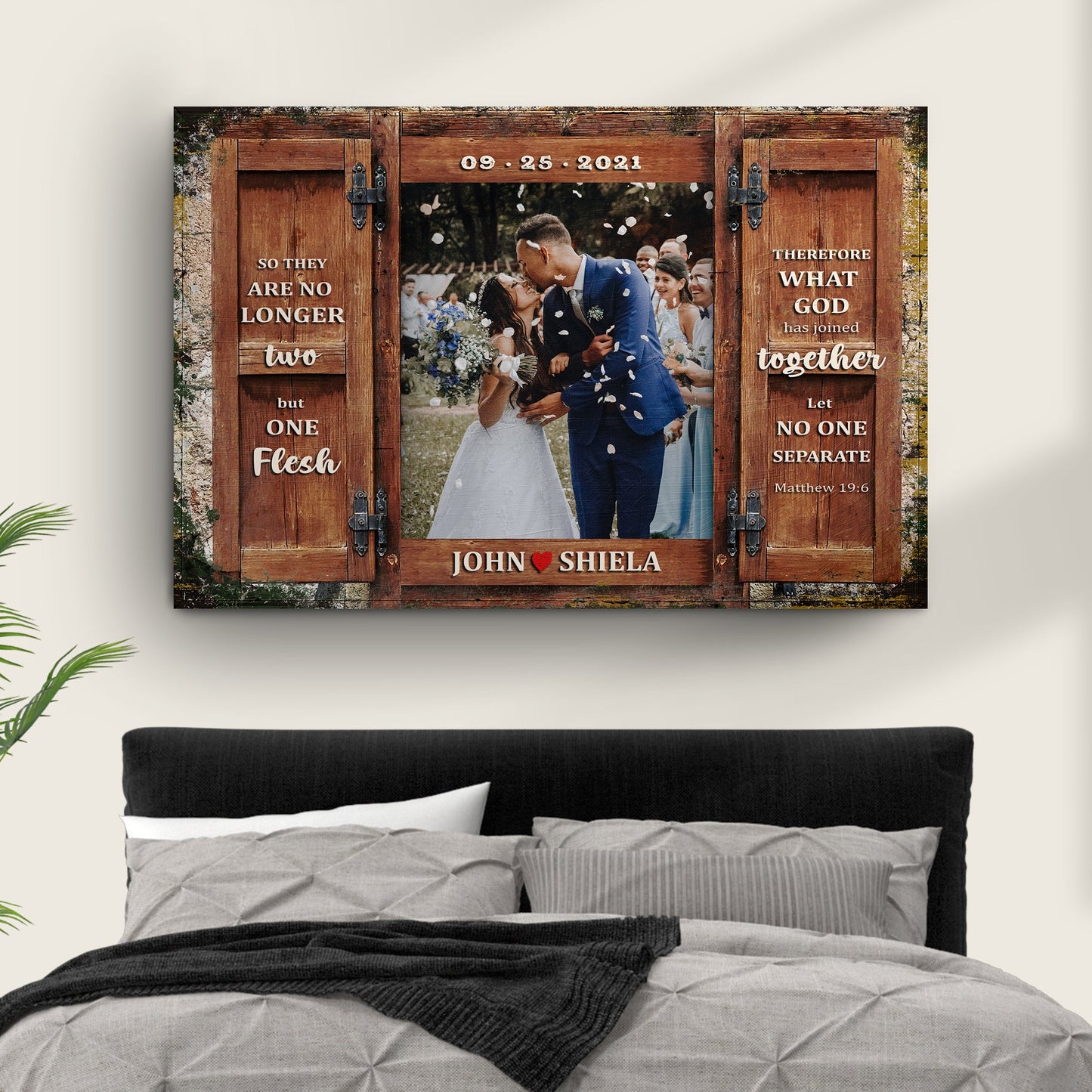 Matthew 19:6 No Longer Two But One Faith Canvas Sign II