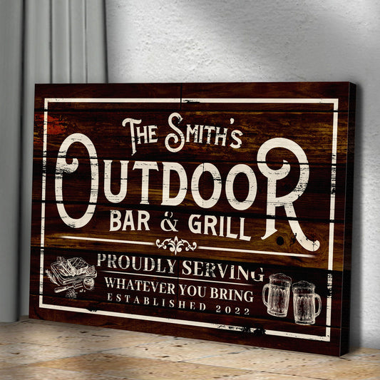 Family Outdoor Bar And Grill Canvas Sign II