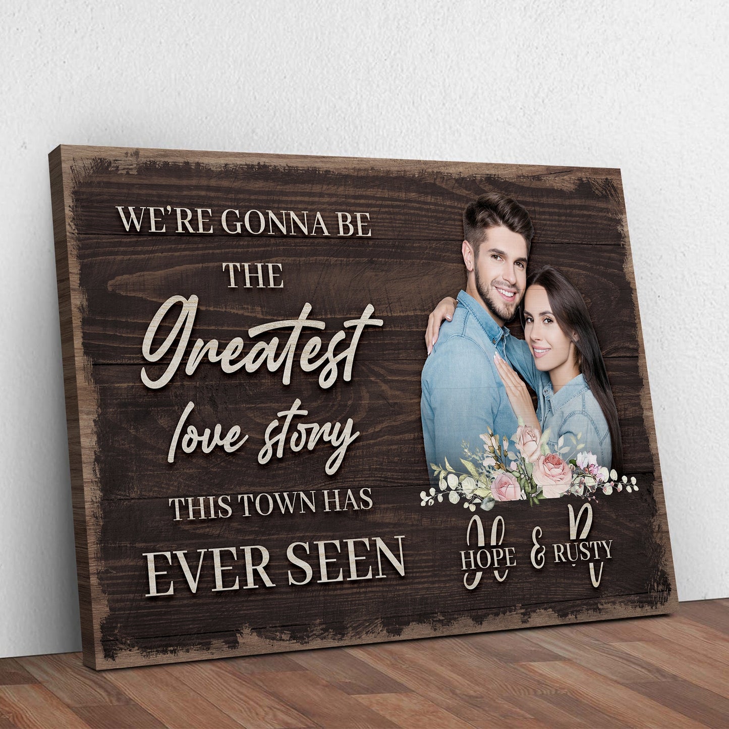 Greatest Love Story In Town Couple Canvas Sign