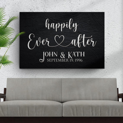 Happily Ever After Couple Canvas Sign VII