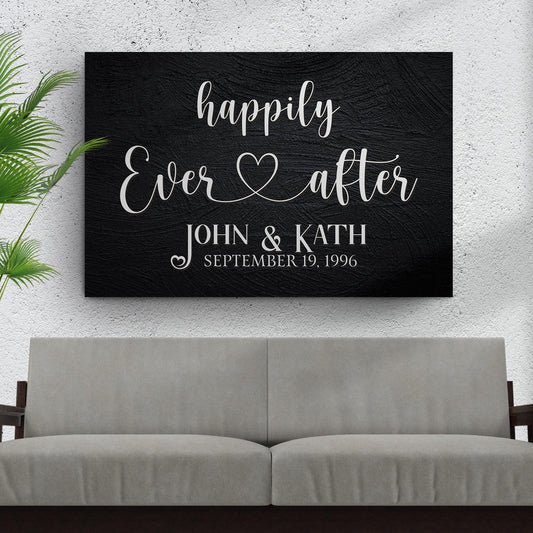 Happily Ever After Couple Canvas Sign VII