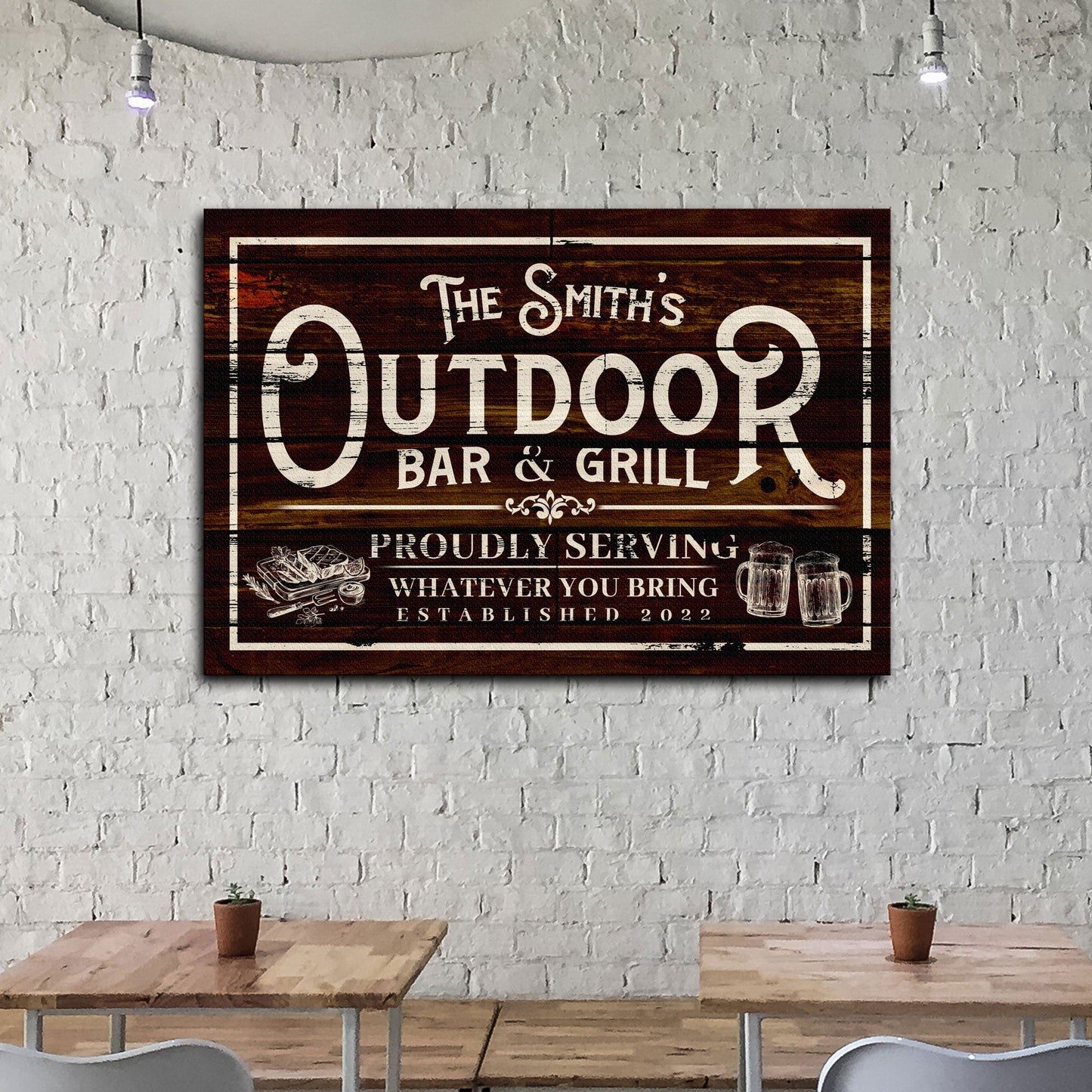 Family Outdoor Bar And Grill Canvas Sign II