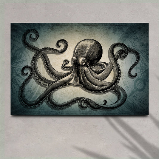 Octopus Coastal Canvas Wall Art - Ocean Animal Print