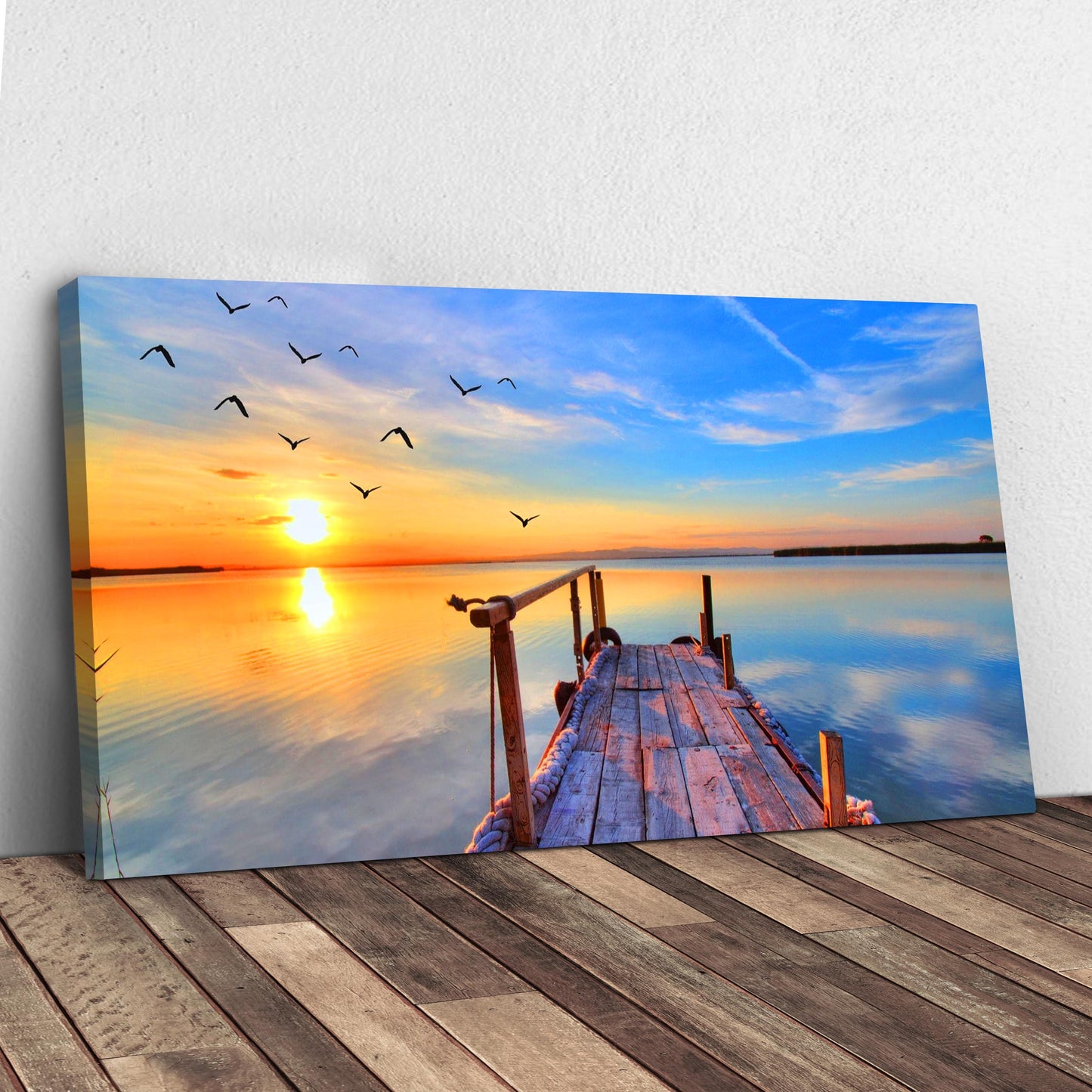 Dock Sunset View Coastal Canvas Wall Art