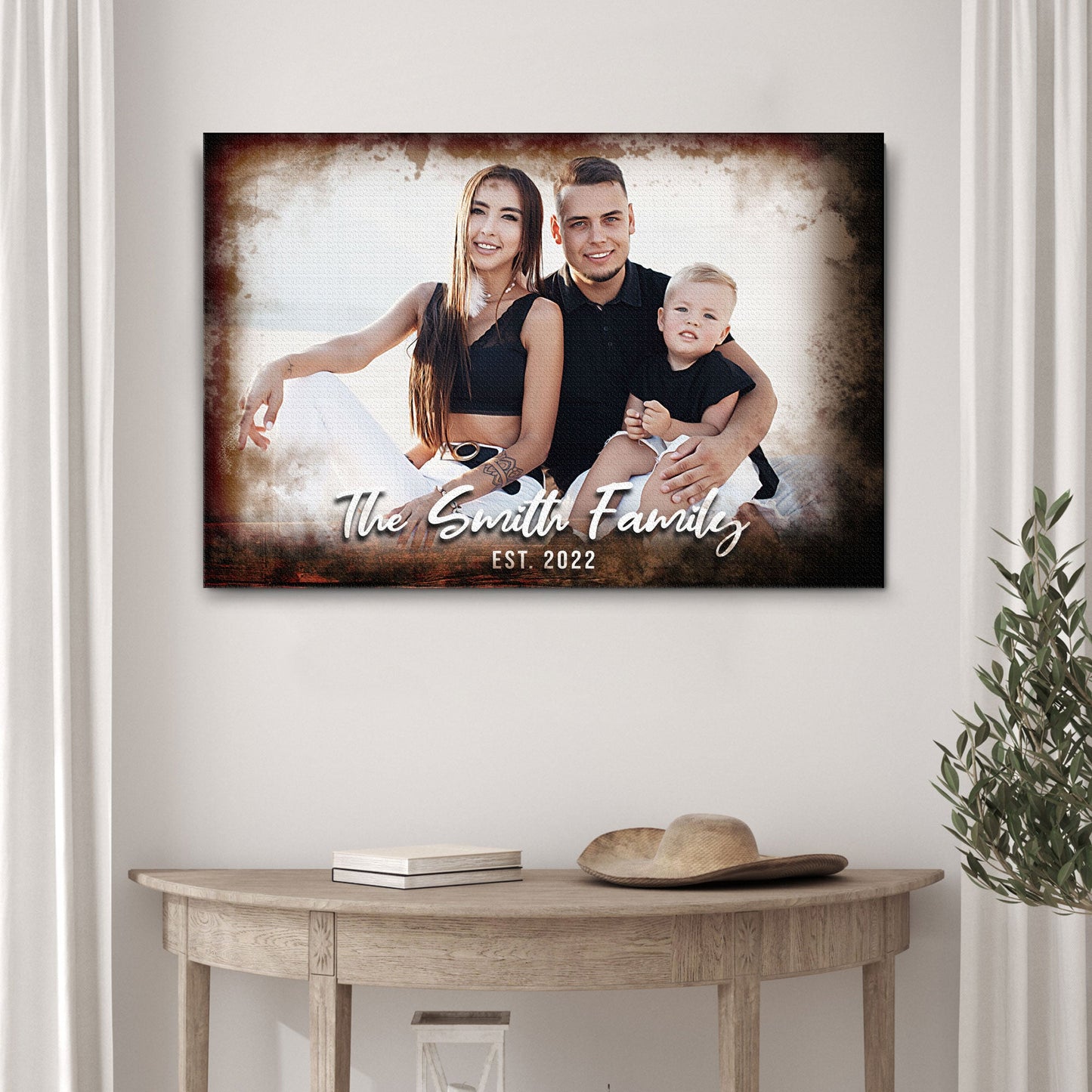 Family Portrait On Wood Canvas Sign
