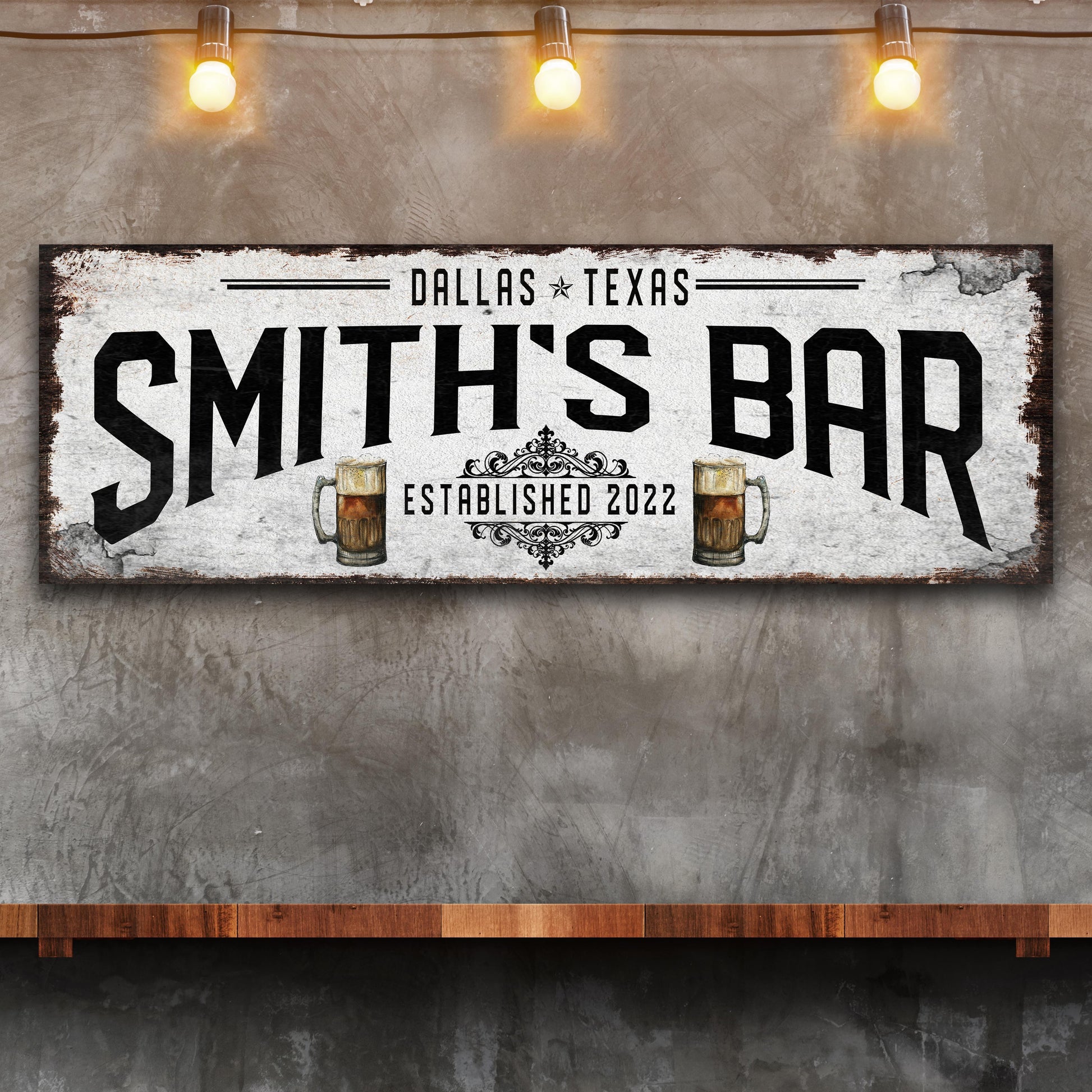 Personalized Rustic Bar canvas sign with family name