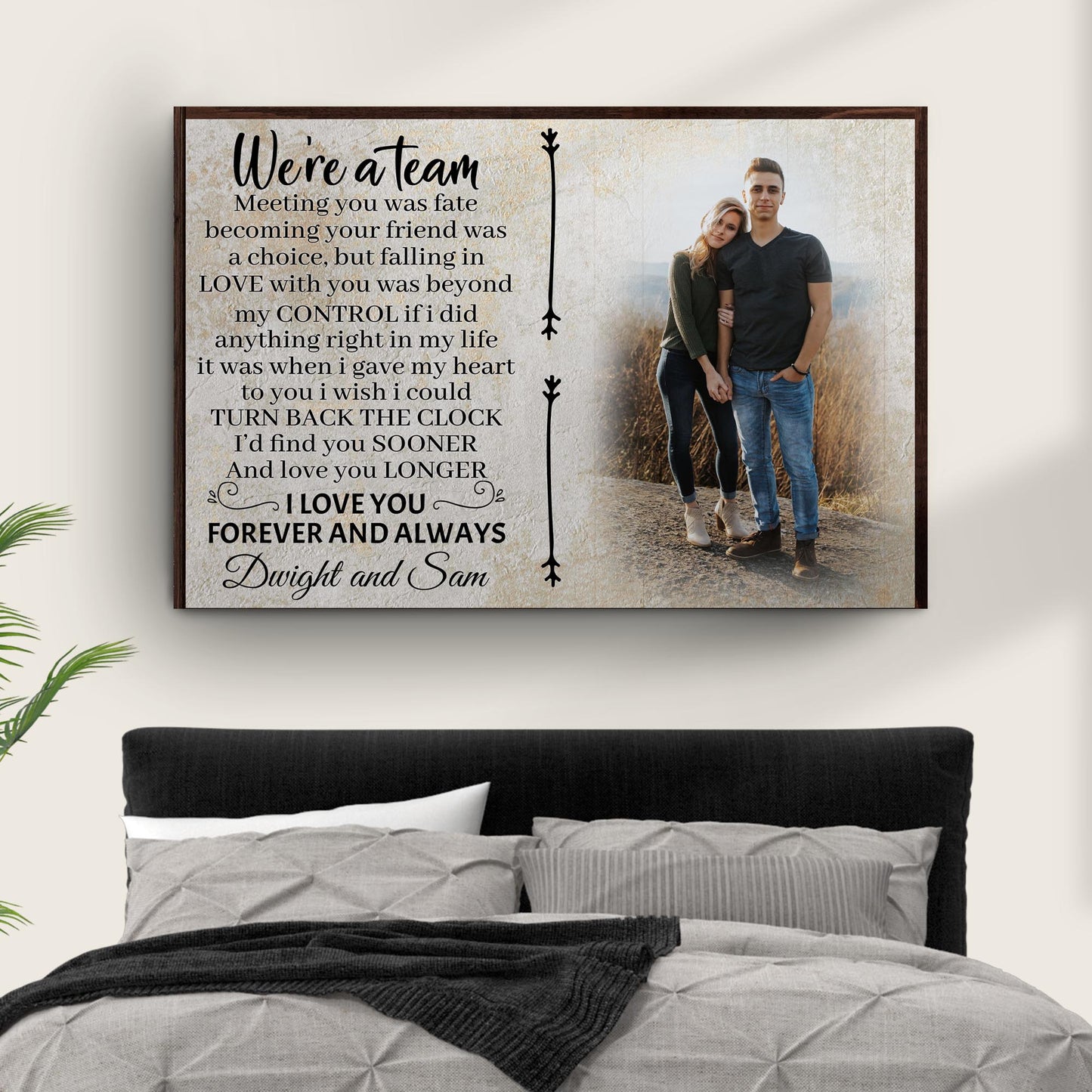 We're A Team Couple Canvas Sign V