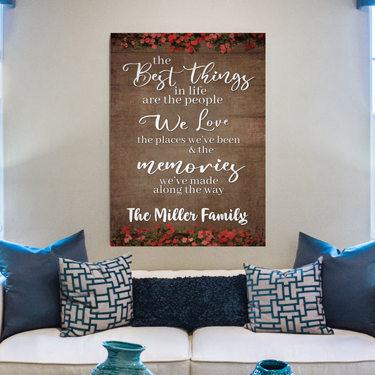 Best Things In Life personalized family canvas sign design II