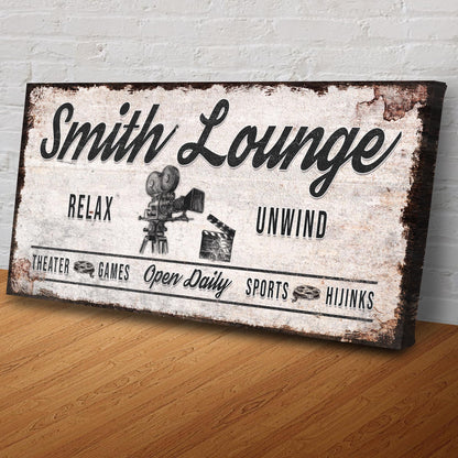 Relax Unwind Theatre Lounge Canvas Sign