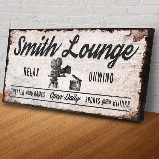 Relax Unwind Theatre Lounge Canvas Sign