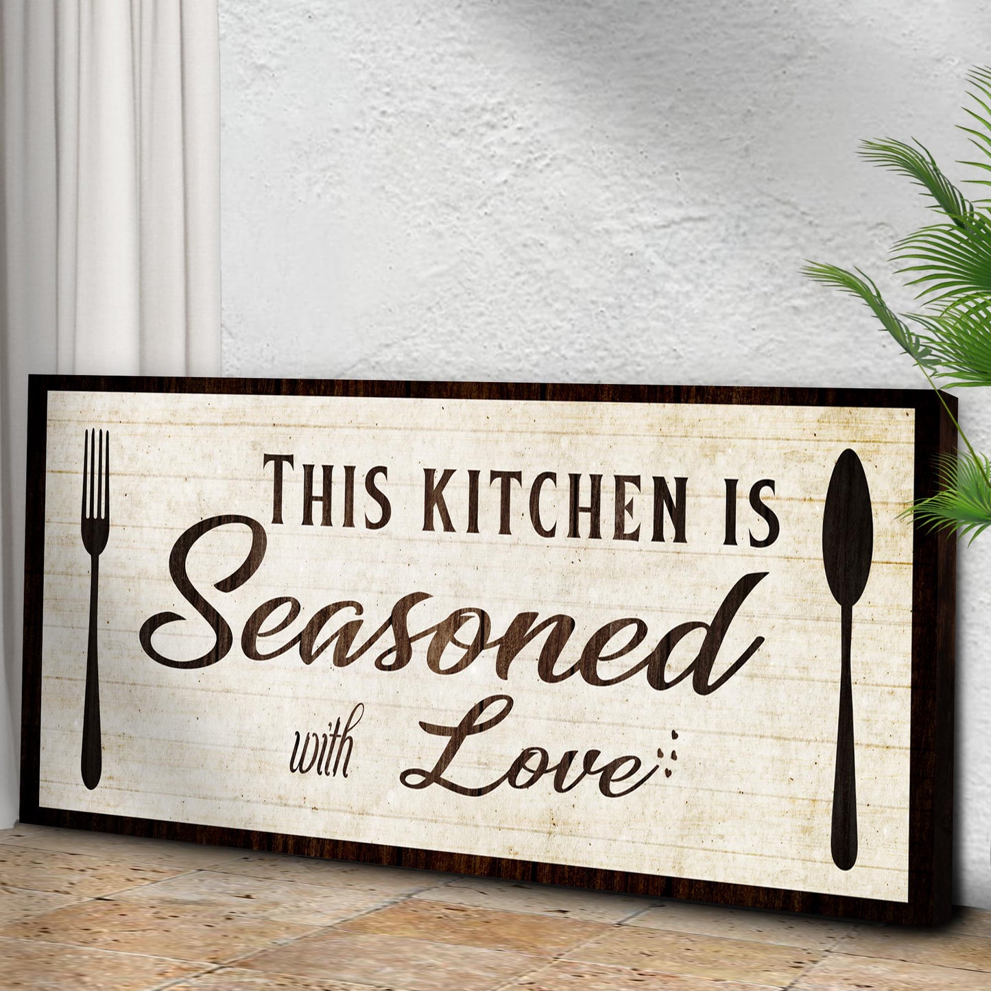 Kitchen Seasoned With Love Canvas Wall Sign