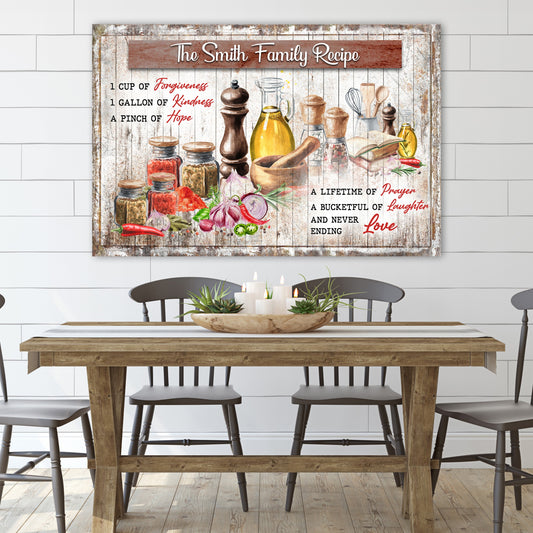 The Family Recipe Kitchen Canvas Sign II