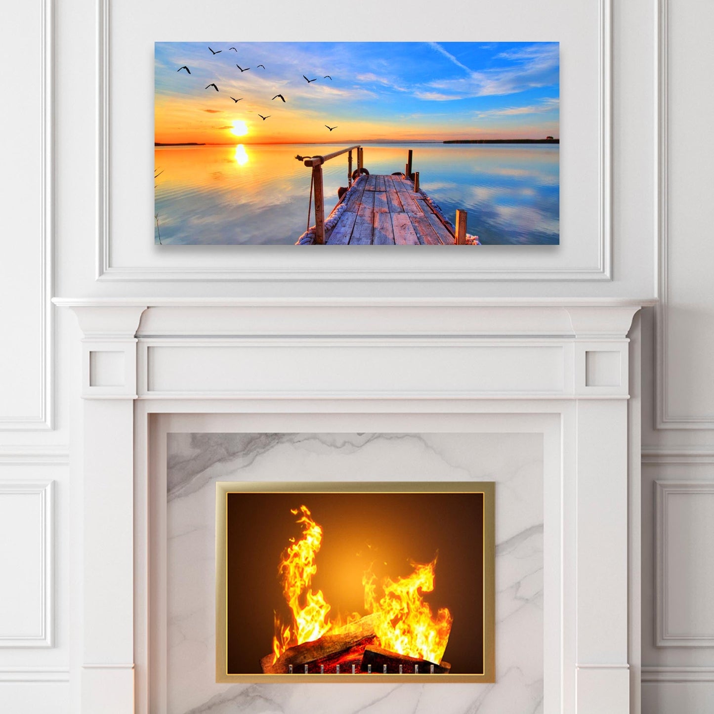 Dock Sunset View Coastal Canvas Wall Art