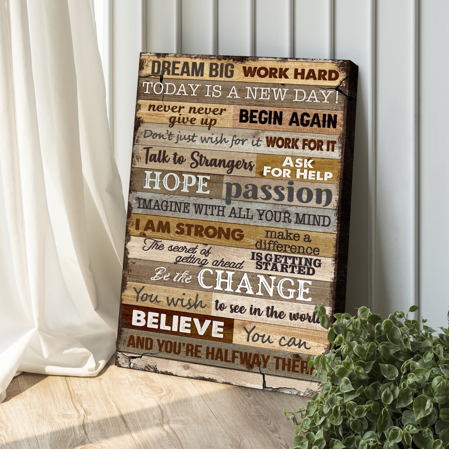 Dream Big Work Hard Motivational Canvas Sign II