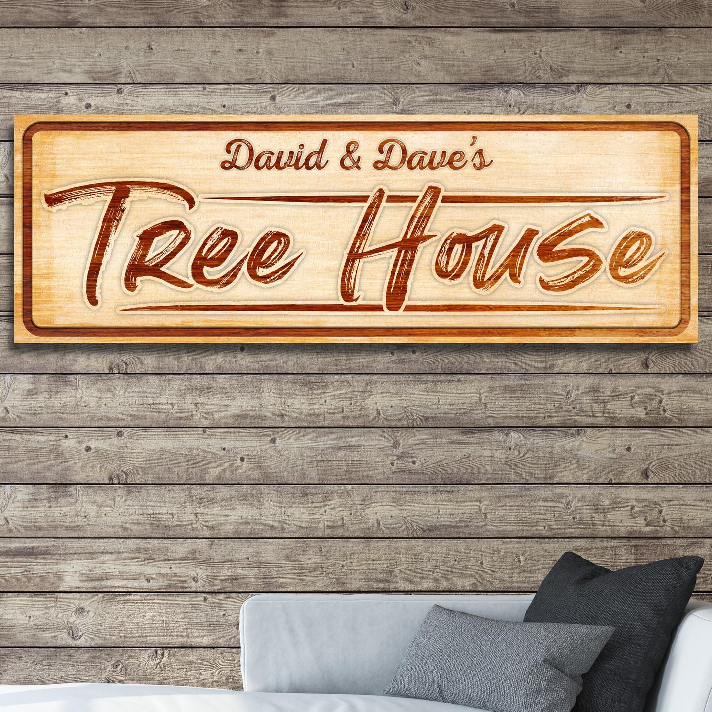 Treehouse canvas wall art sign for kids - playful children's room adventure decor