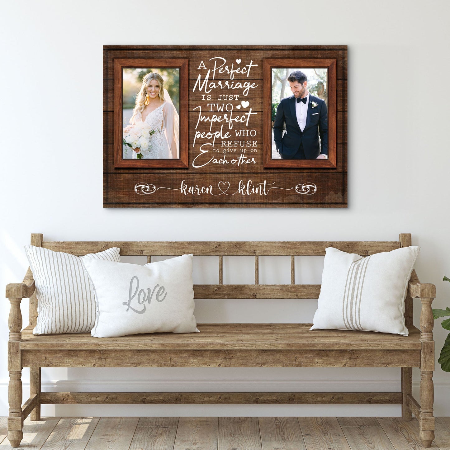 A Perfect Marriage Two Imperfect People Couple Canvas Sign II