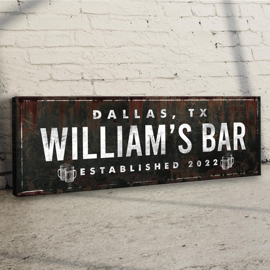 Rustic Bar Personalized Canvas Sign