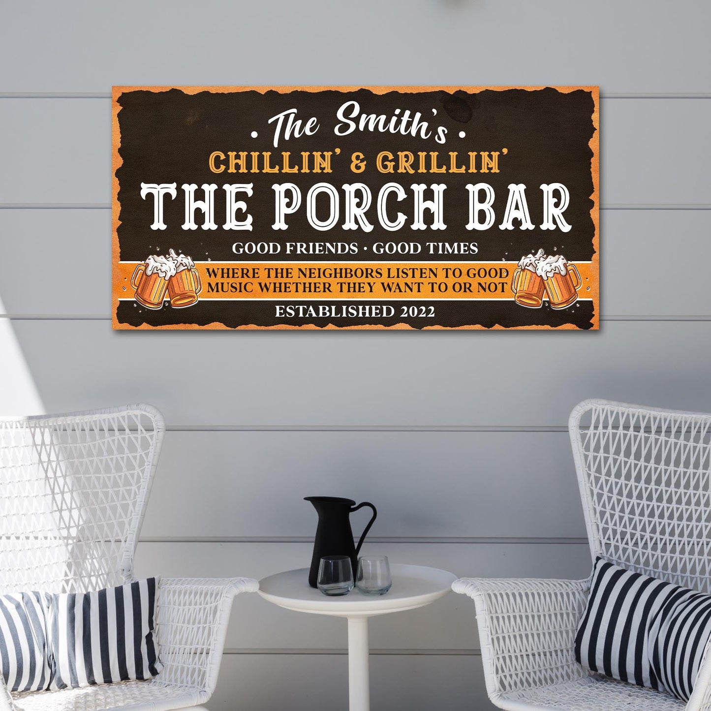 Family Porch Bar Personalized Canvas Sign