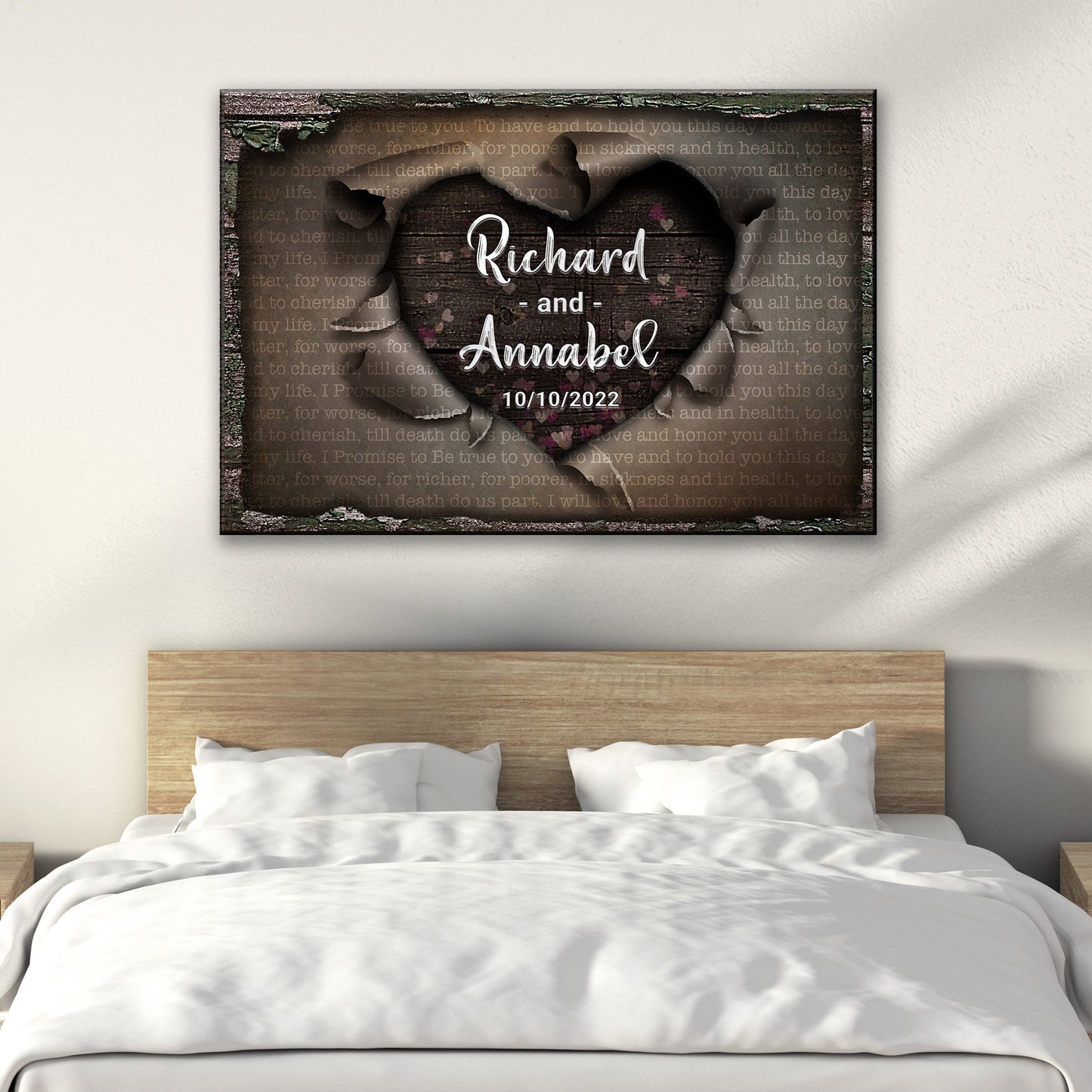 Unwrapped Heart Wedding Vows Canvas Sign