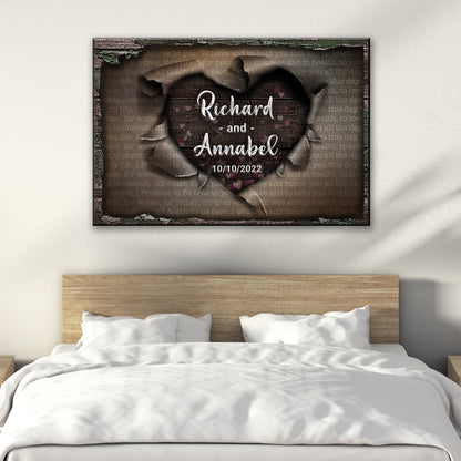 Unwrapped Heart Wedding Vows Canvas Sign