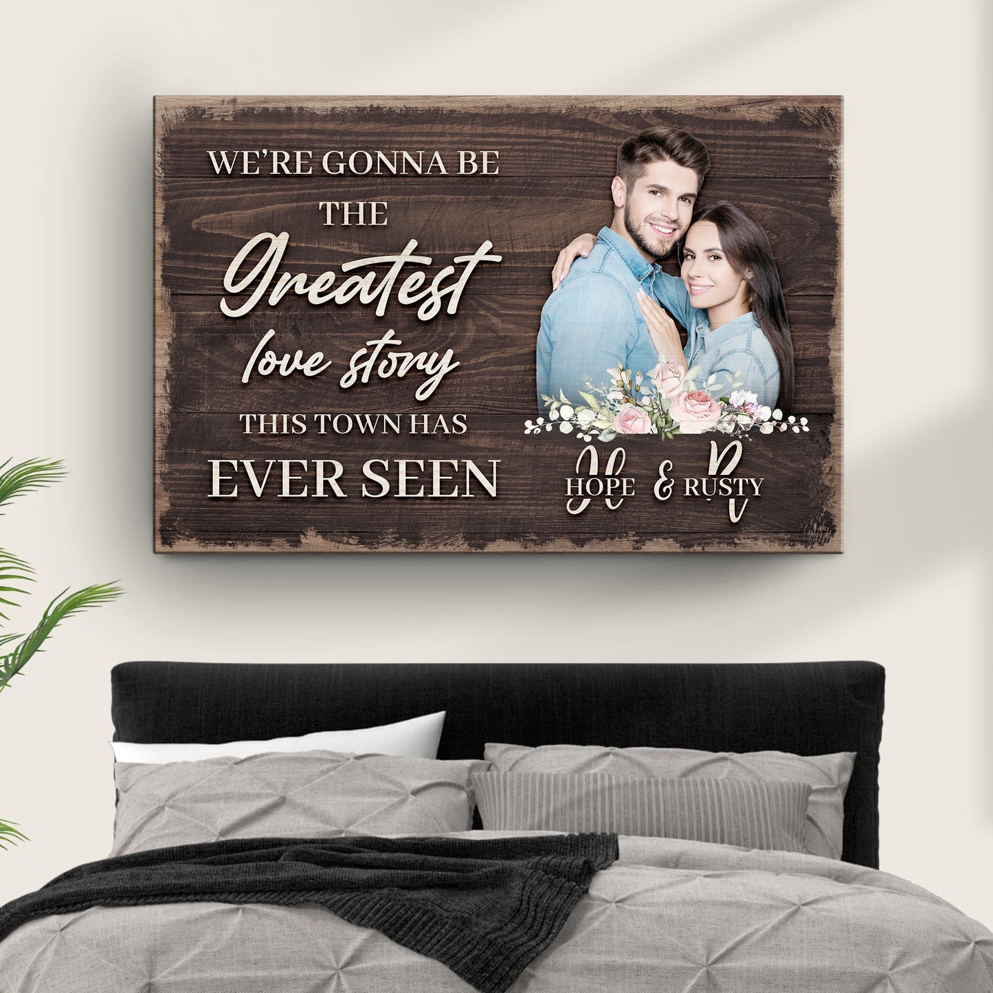 Greatest Love Story In Town Couple Canvas Sign