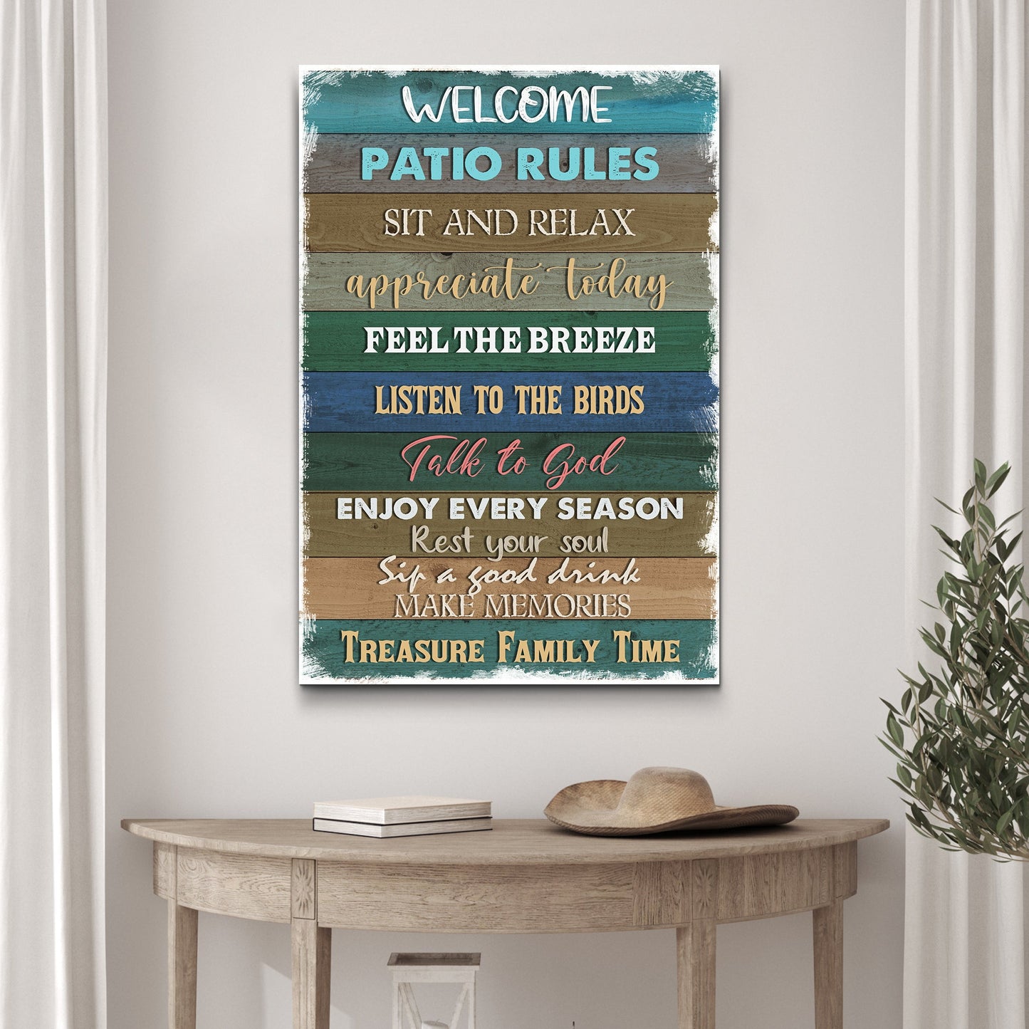 Patio Rules Personalized Canvas Sign