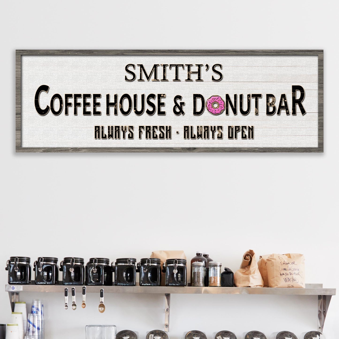 Coffee House And Donut Bar Canvas Sign II