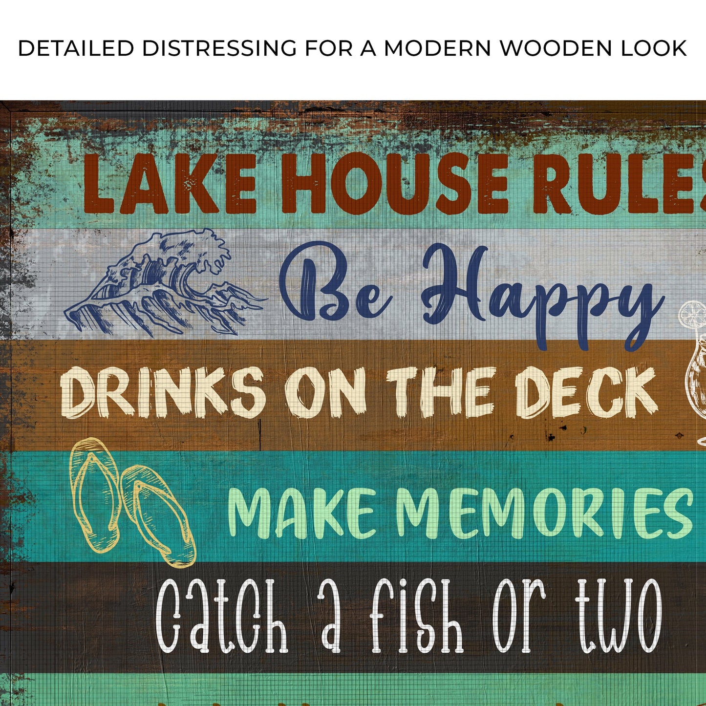 Lake House Rules Personalized Canvas Sign III