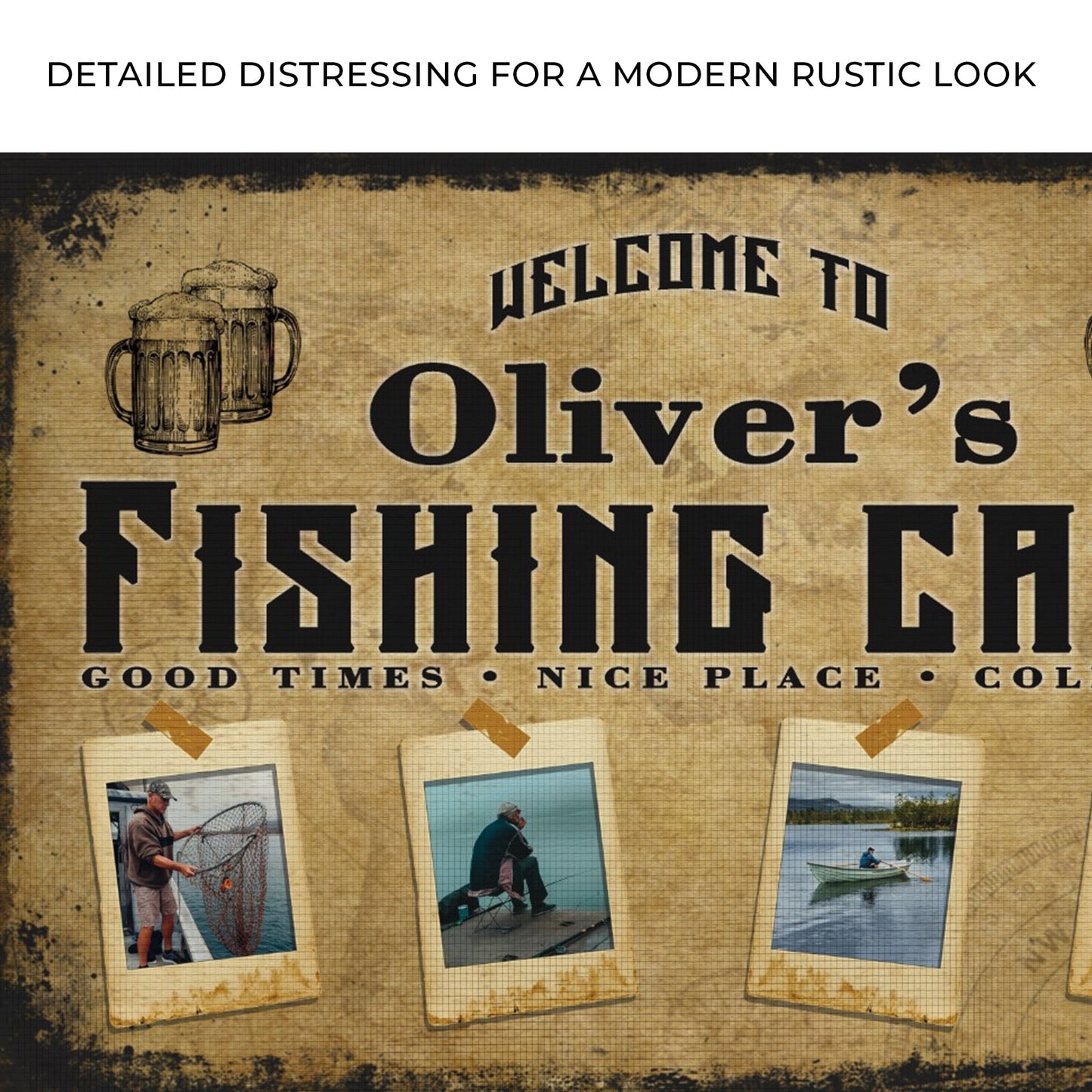 Welcome Fishing Cave Canvas Sign